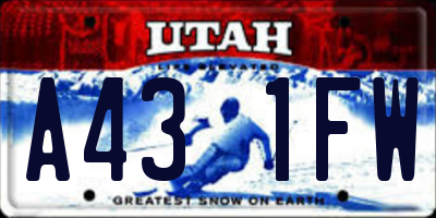 UT license plate A431FW