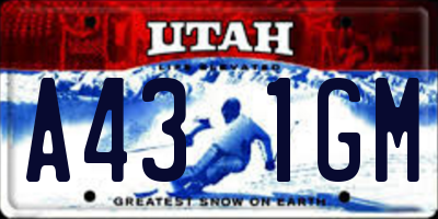 UT license plate A431GM
