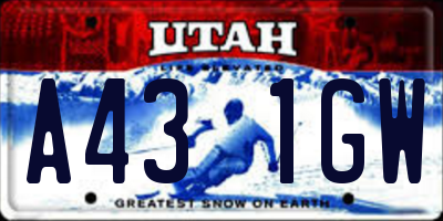 UT license plate A431GW