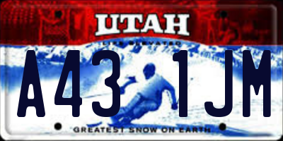UT license plate A431JM