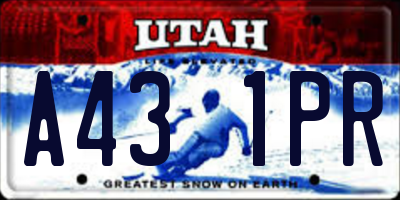 UT license plate A431PR