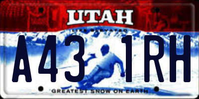 UT license plate A431RH