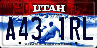 UT license plate A431RL