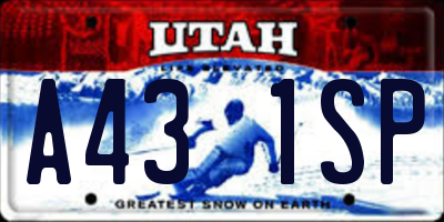 UT license plate A431SP