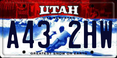 UT license plate A432HW