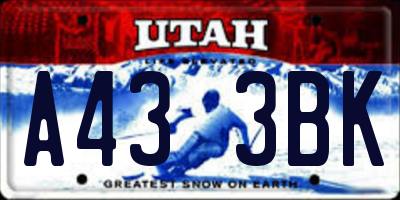UT license plate A433BK