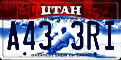 UT license plate A433RI