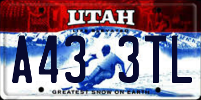 UT license plate A433TL