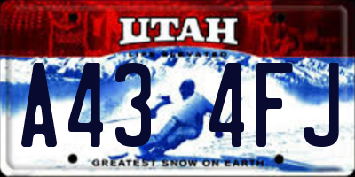 UT license plate A434FJ