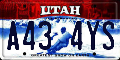 UT license plate A434YS