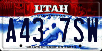 UT license plate A437SW