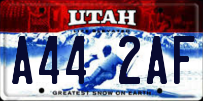 UT license plate A442AF