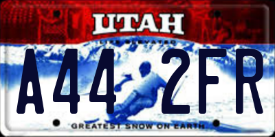 UT license plate A442FR