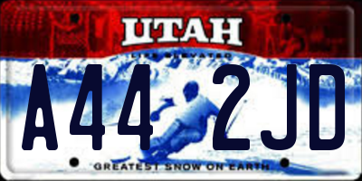 UT license plate A442JD
