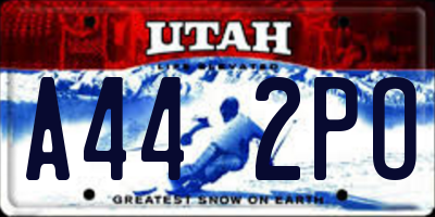 UT license plate A442PO