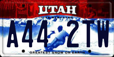 UT license plate A442TW