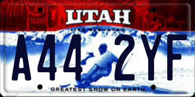 UT license plate A442YF