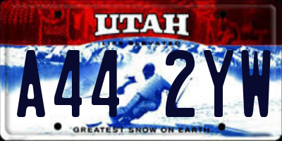 UT license plate A442YW