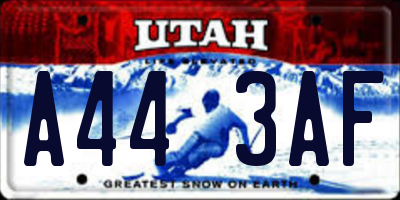 UT license plate A443AF