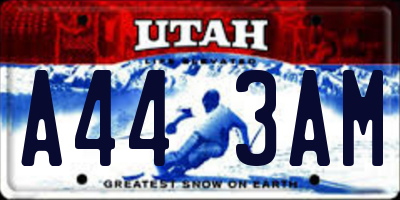 UT license plate A443AM