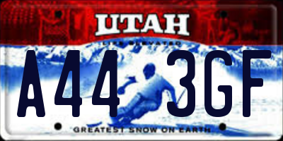 UT license plate A443GF