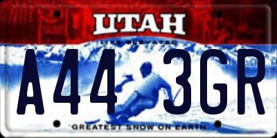 UT license plate A443GR