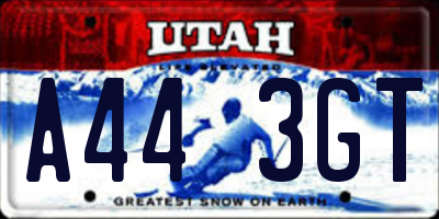 UT license plate A443GT