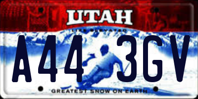 UT license plate A443GV