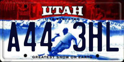 UT license plate A443HL