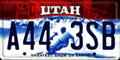 UT license plate A443SB