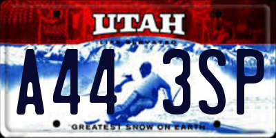 UT license plate A443SP