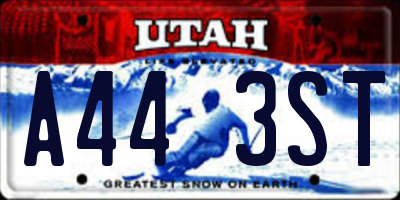 UT license plate A443ST