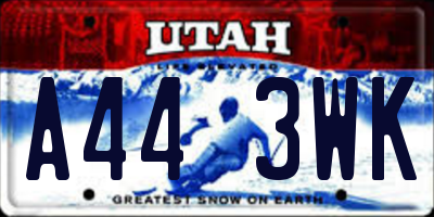 UT license plate A443WK