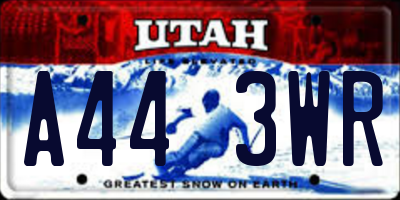 UT license plate A443WR