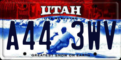 UT license plate A443WV