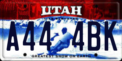 UT license plate A444BK