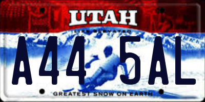 UT license plate A445AL
