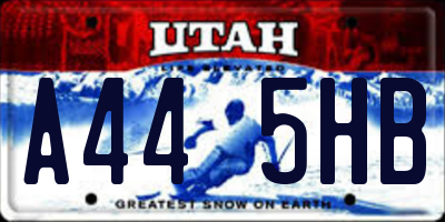 UT license plate A445HB