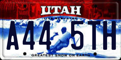 UT license plate A445TH