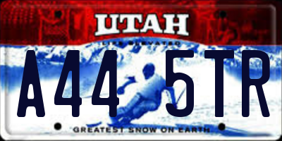 UT license plate A445TR
