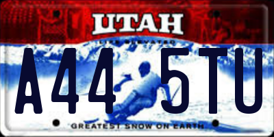 UT license plate A445TU