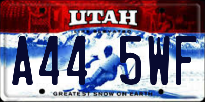 UT license plate A445WF