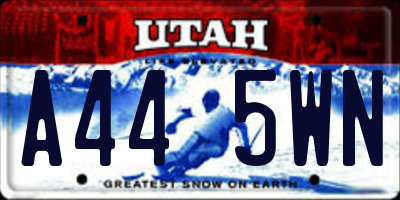 UT license plate A445WN
