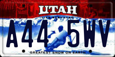 UT license plate A445WV