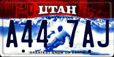 UT license plate A447AJ