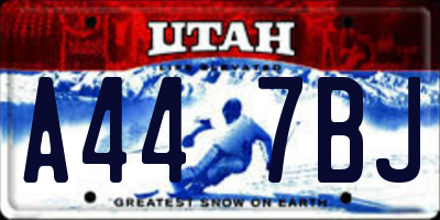 UT license plate A447BJ