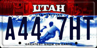 UT license plate A447HT