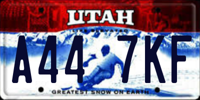 UT license plate A447KF
