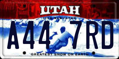 UT license plate A447RD