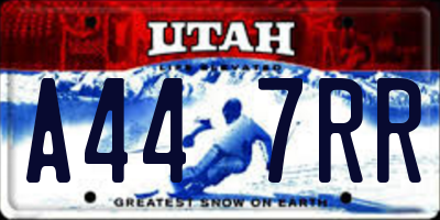 UT license plate A447RR